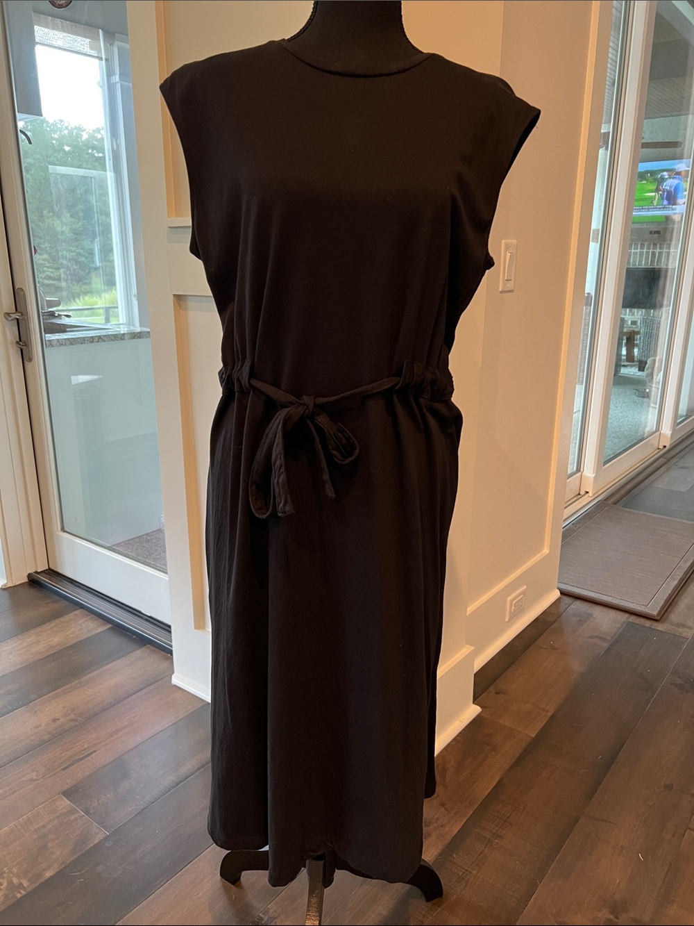 Sonoma Black Midi Dress with Tie Waist